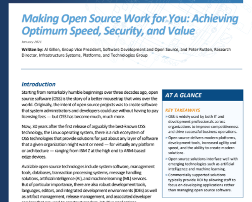 IDC Tech Spotlight: Making Open Source Work for You: Achieving Optimum Value, Security, and Productivity