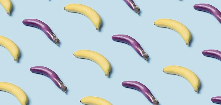 banana peels and eggplants.