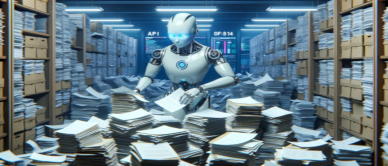AI, agents, DevOps, Generative AI, API, ai robot sorting through records.
